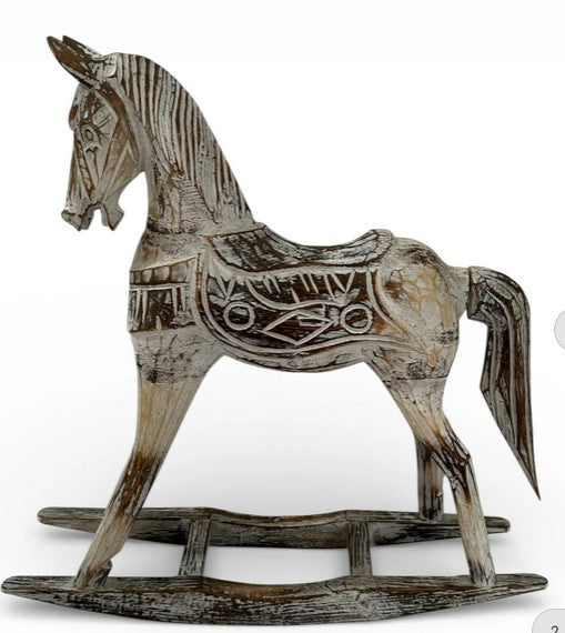 BAN042 - WOODEN ALBESIA ROCKING HORSE 30CM