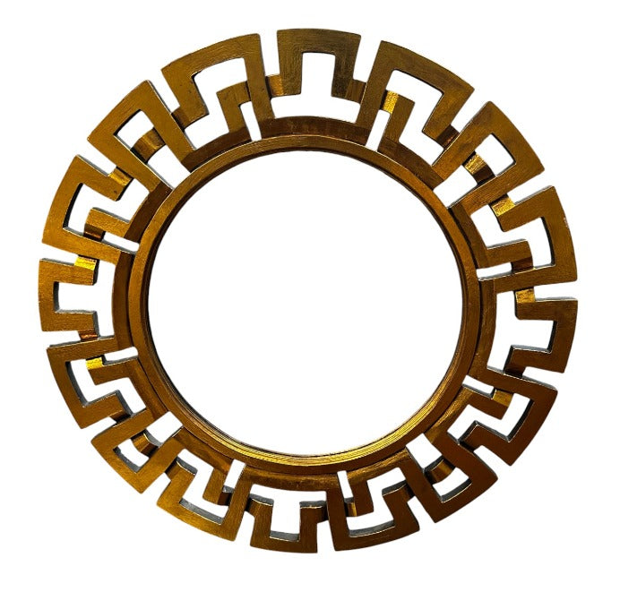 BAN070 - WOODEN TEAK ROUND MIRROR