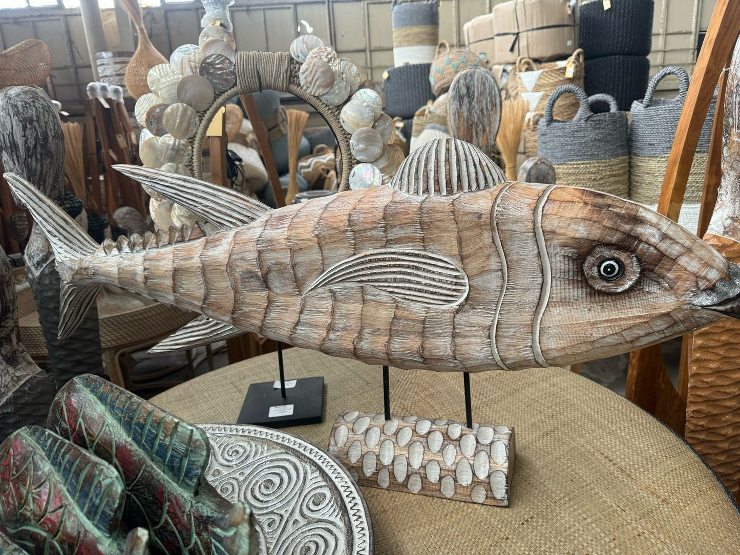 BAL075 - WOODEN FISH WITH STICK 100CM