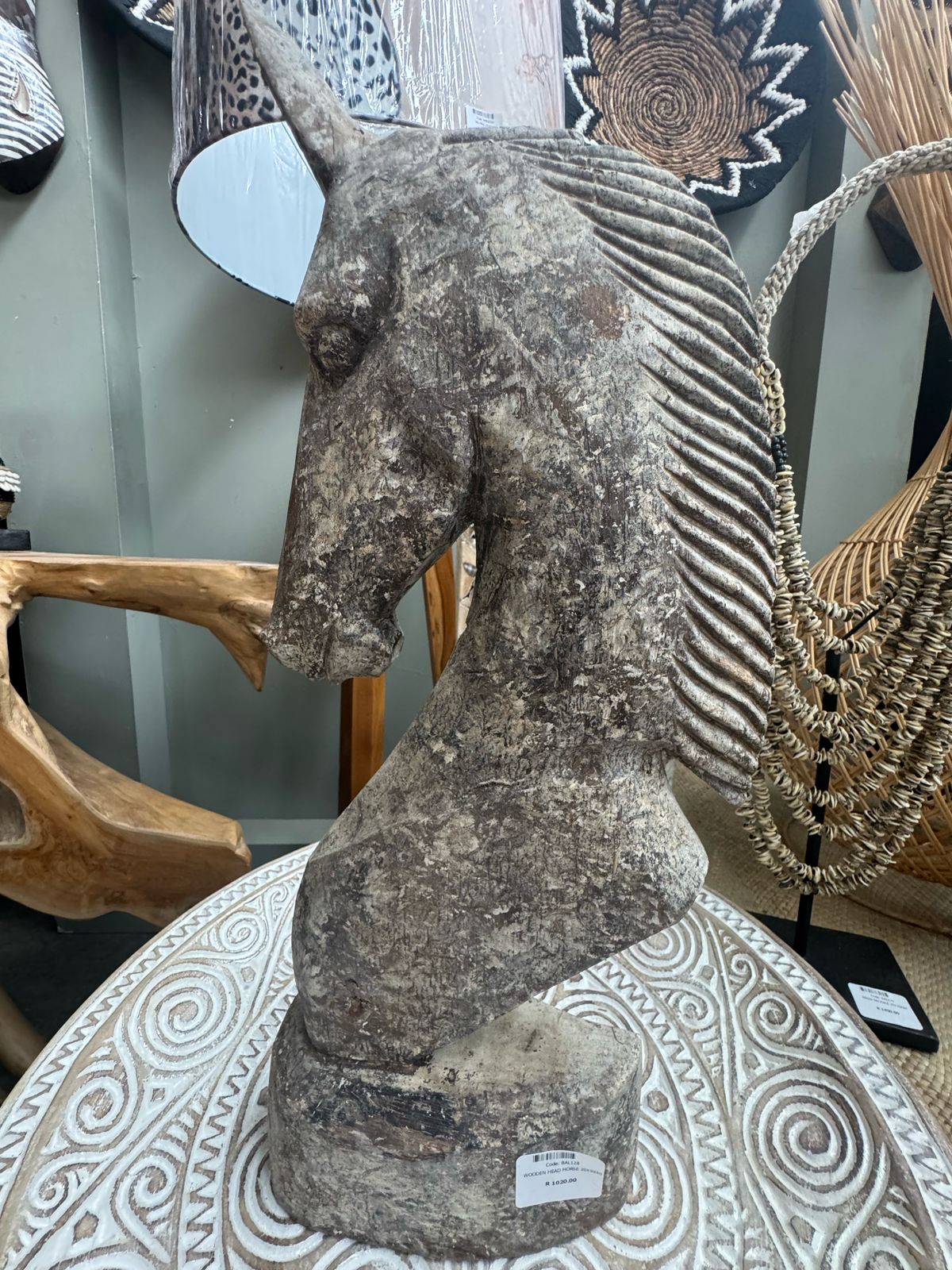 BAL128 -  WOODEN HEAD HORSE 20X9X50