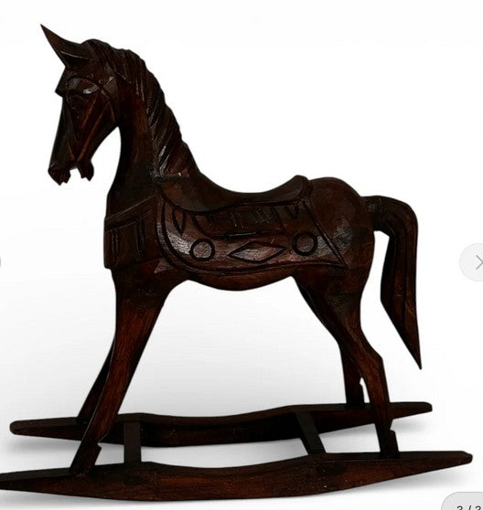 BAN041 - WOODEN ALBESIA ROCKING HORSE 35CM