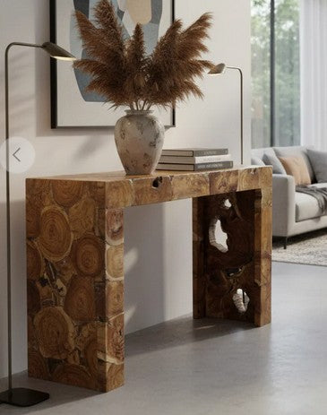 BAN047 - WOODEN TEAK CONSOLE 120X40X80CM